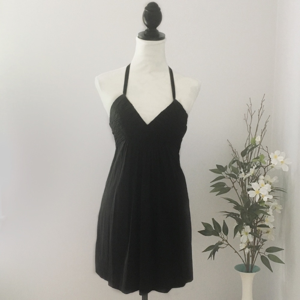 BCBG Black V-Neck Halter Dress
